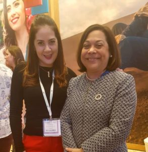 Secretaria General de CATA con la excelentísima Sra. embajadora de Nicaragua en el Reino Unido durante la WTM 2017.